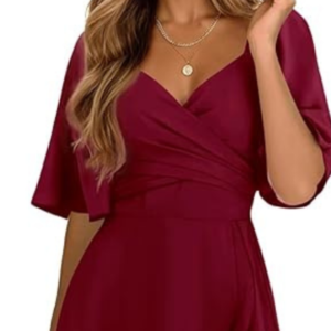 Women's Short Flared Sleeve Wedding Guest Dress